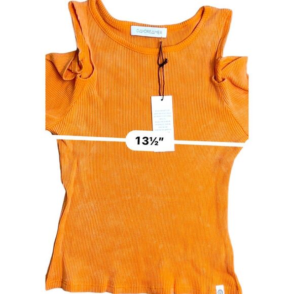 New! Daydreamer Women's Rebel Girl Cold Shoulder Crop Top Orange Size Large NWT - Picture 12 of 16